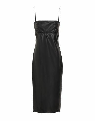 8 By Yoox Open Back Slip Midi Dress Woman Midi dress Black Polyurethane Cover