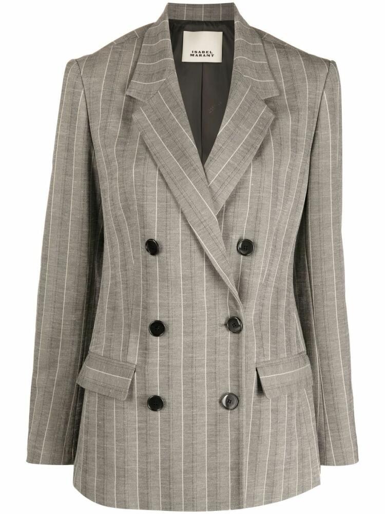 ISABEL MARANT striped double-breasted blazer - Grey Cover