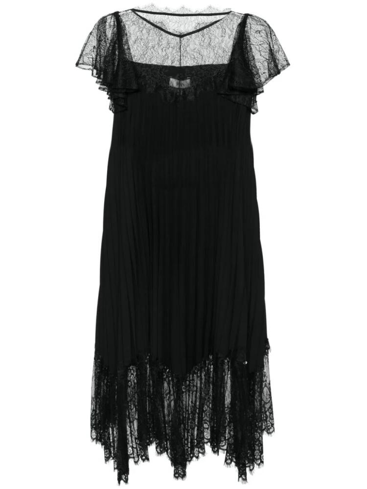 NISSA lace-detailed pleated midi dress - Black Cover