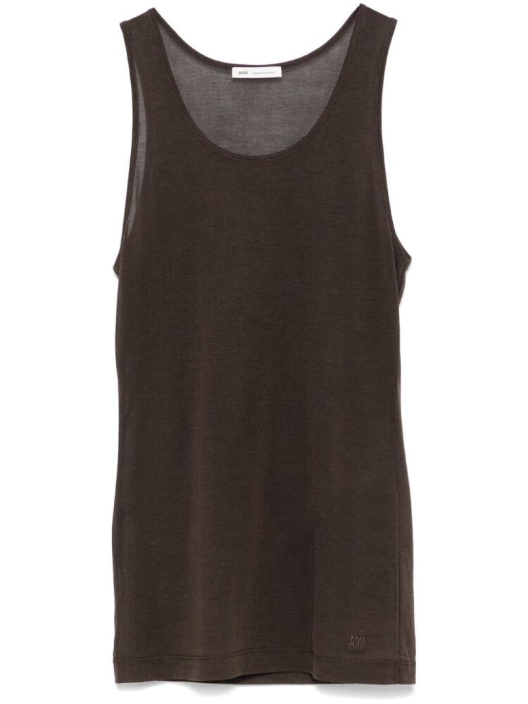 AMI Paris sheer tank top - Brown Cover