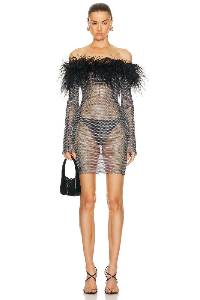 Santa Brands Feathers Mini Dress in Black Cover