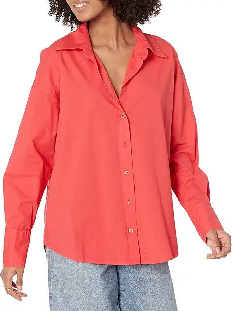 MONROW Poplin Shirt (Fire Coral) Women's Clothing Cover