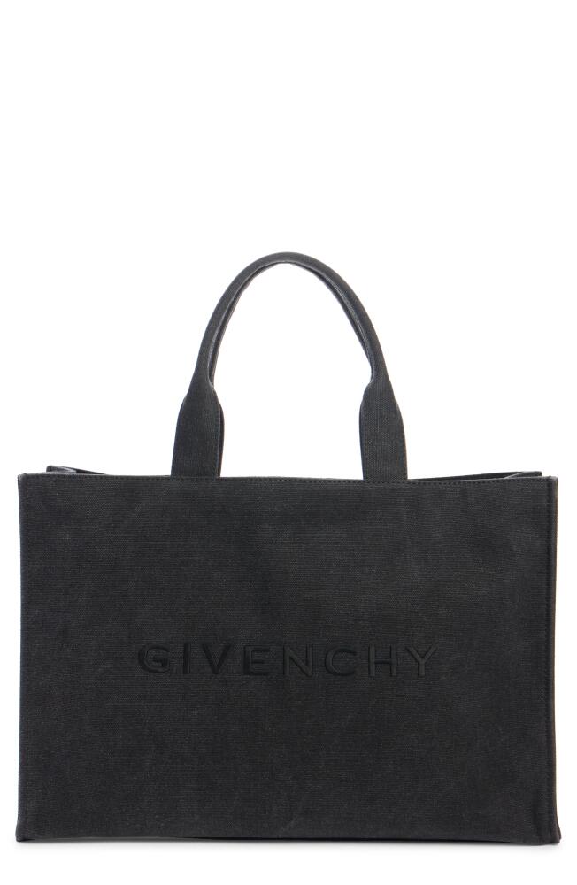 Givenchy Logo Embroidered Canvas Tote in Black Cover