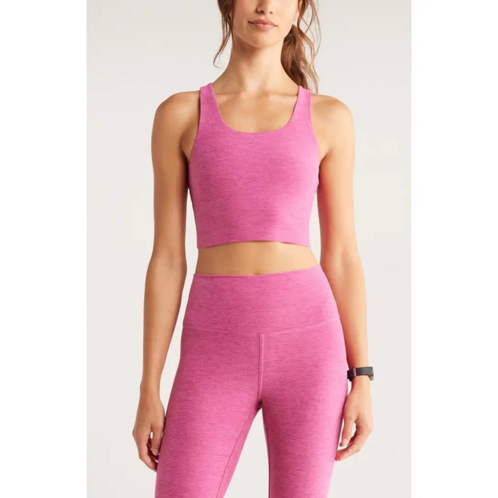 Zella Renew Mélange Support Crop Tank in Pink Violet Cover