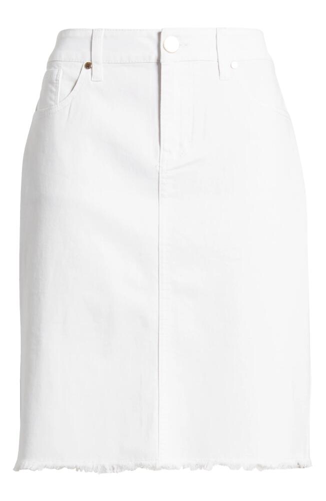 1822 Denim Frayed Hem Denim Skirt in White Cover