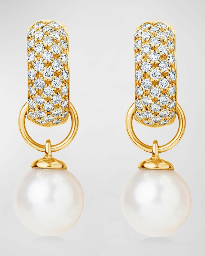 Andreoli 18K Yellow Gold Diamond and Pearl Earrings Cover