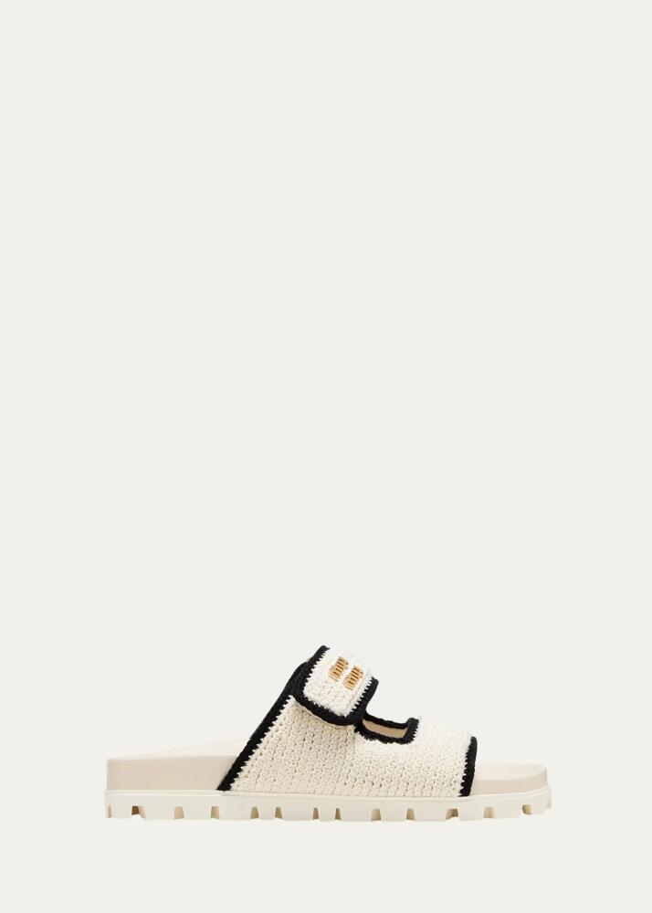 Miu Miu Bicolor Crochet Grip Slide Sandals Cover