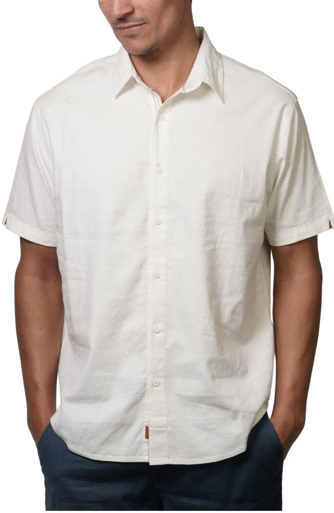 Fundamental Coast Bondi Short Sleeve Linen Blend Button-Up Shirt in Summer White Cover