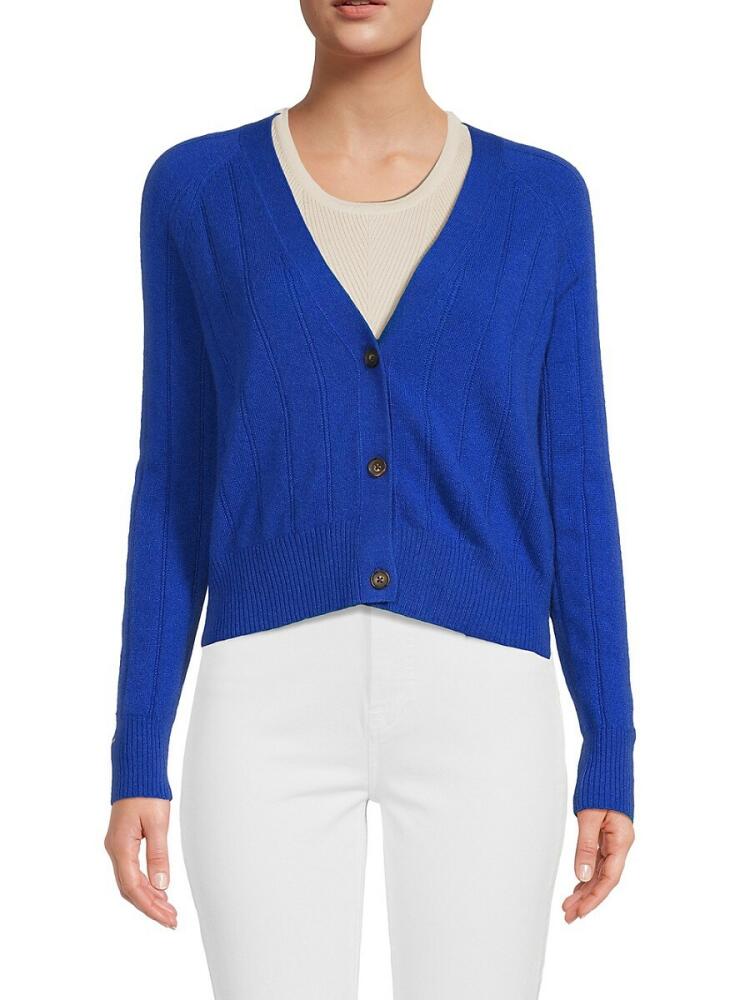 Amicale Women's Cashmere Raglan Cardigan - Cobalt Cover