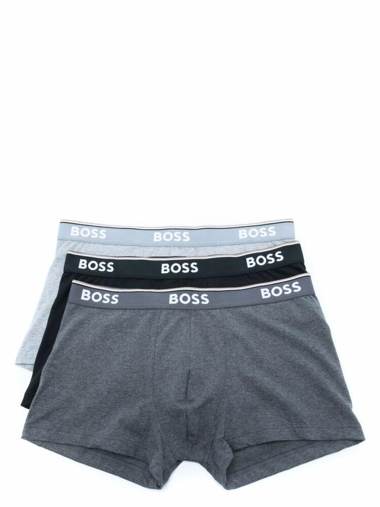 BOSS stripe-trim logo-waistband boxers - Grey Cover