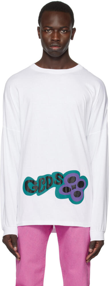 GCDS White Checkerboard Long Sleeve T-Shirt Cover