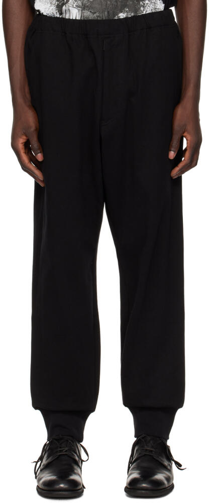 YOHJI YAMAMOTO Black Drawstring Sweatpants Cover