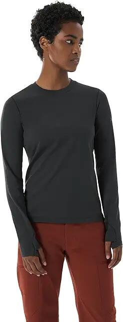 Arc'teryx Taema Thermal Crew Long Sleeve (Black Heather) Women's Clothing Cover