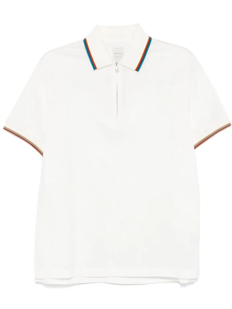 Paul Smith stripe-trim cotton polo shirt - White Cover