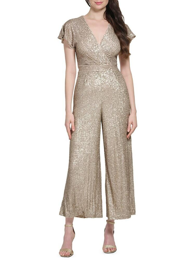 Eliza J Women's Sequin Wide Leg Jumpsuit - Taupe Cover