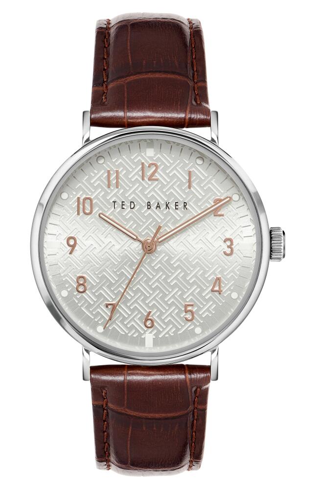 Ted Baker London Mimosaa Leather Strap Watch, 41mm in Silver-Tone Cover