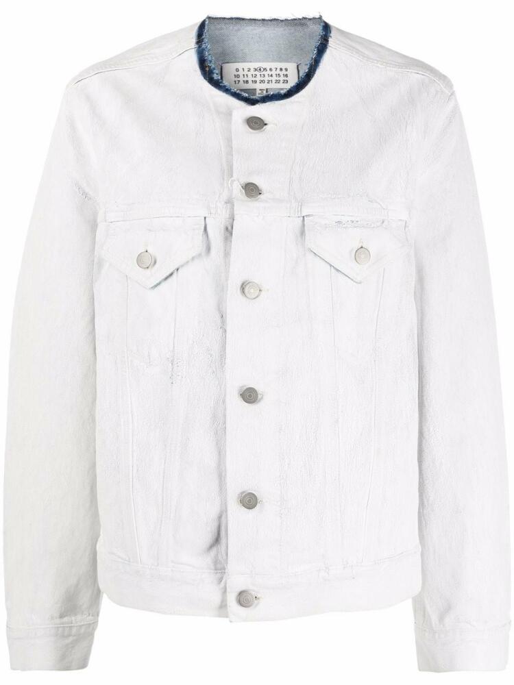 Maison Margiela collarless denim jacket - White Cover