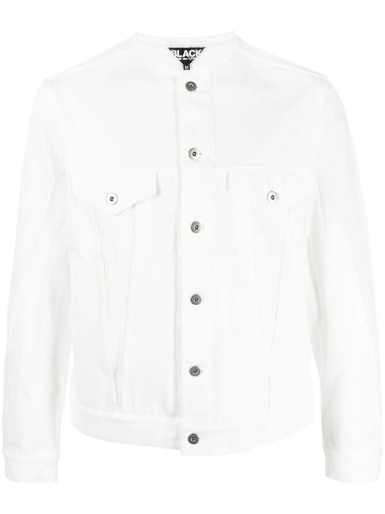 Black Comme Des Garçons raw-cut hem shirt jacket - White Cover