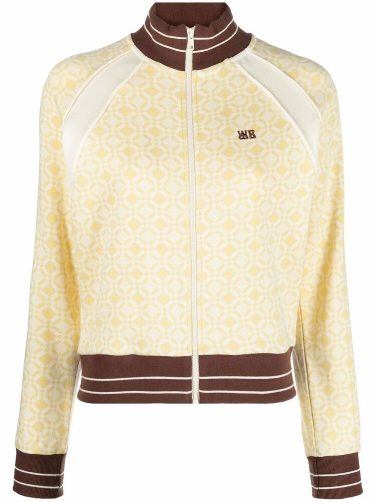 Wales Bonner high-neck logo-embroidered jacket - Yellow Cover