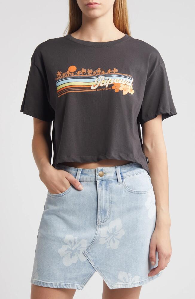 Rip Curl Sunset Crop Cotton Jersey Graphic T-Shirt in Washed Black Cover