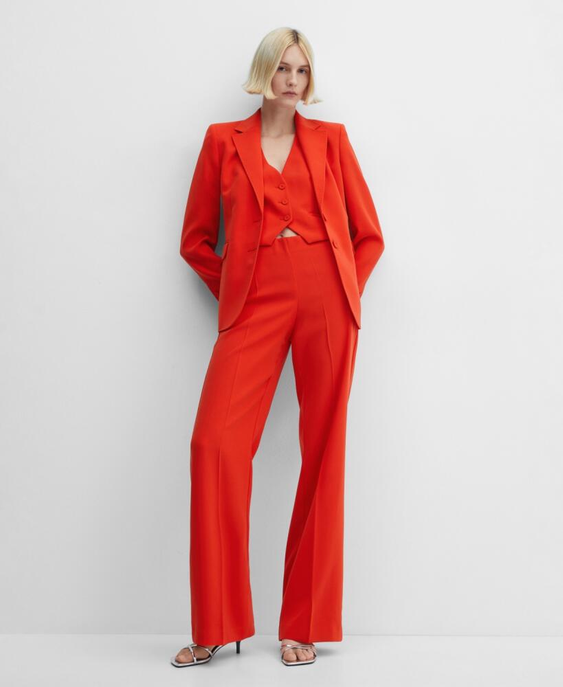 Mango Women's Belted Wide Leg Pants - Coral Red Cover