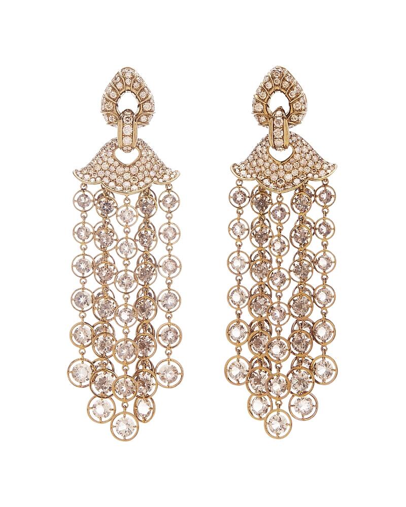 Marina B 18K Yellow Gold & Titanium Pampilles Diamond, Champagne Diamond & Smoky Quartz Chandelier Earrings Cover