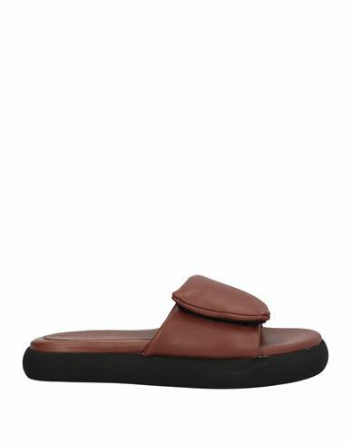 Luca Valentini Woman Sandals Brown Soft Leather Cover