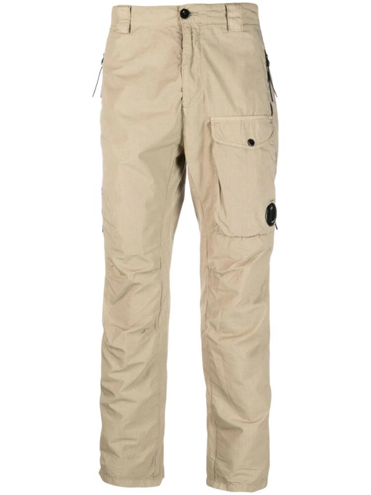 C.P. Company Lens-detail cotton tapered trousers - Neutrals Cover