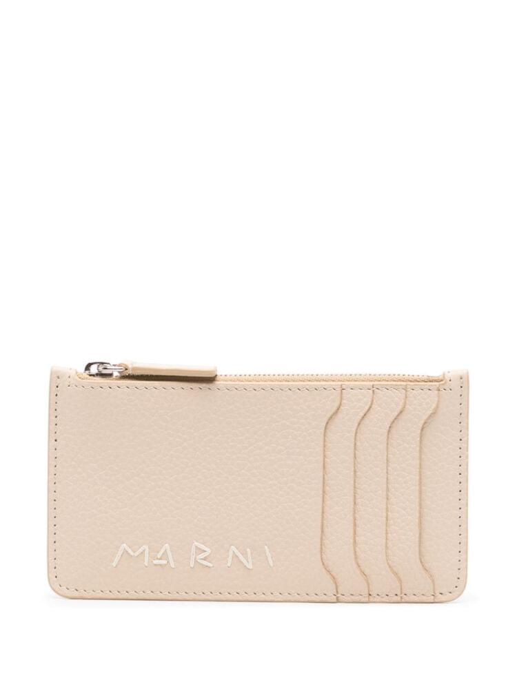 Marni logo-embroidered cardholder - Neutrals Cover