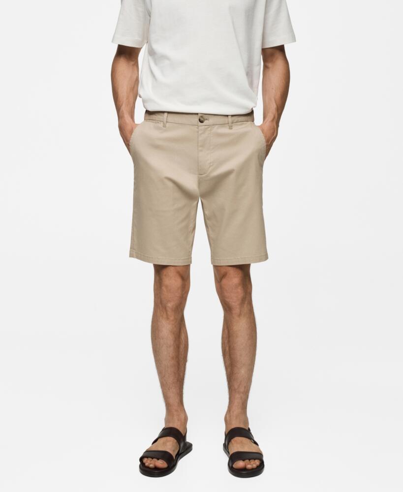 Mango Men's Slim-Fit Bermuda Shorts - Beige Cover