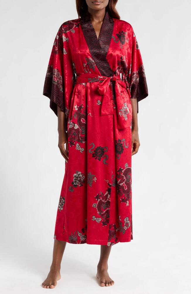 Natori Imperial Dragon Satin Robe in Red Cover