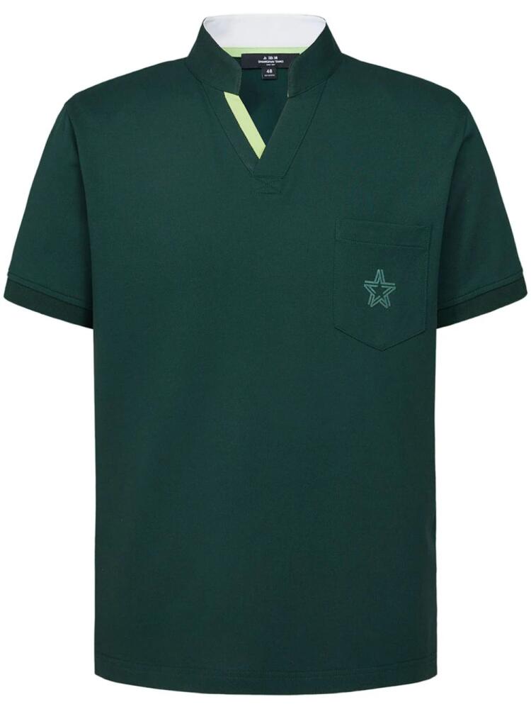 Shanghai Tang V-neck cotton polo shirt - Green Cover