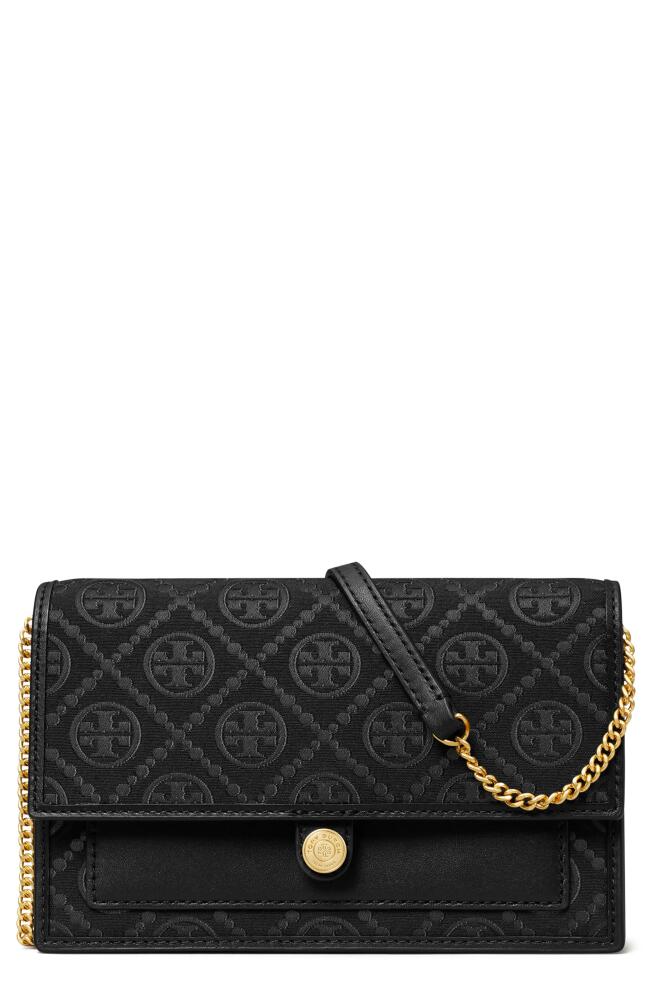 Tory Burch T Monogram Wallet on a Chain in Black Cover