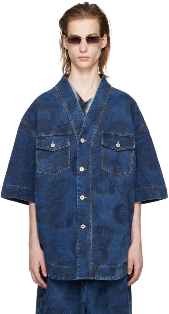 Feng Chen Wang Blue Dragon Denim Shirt Cover