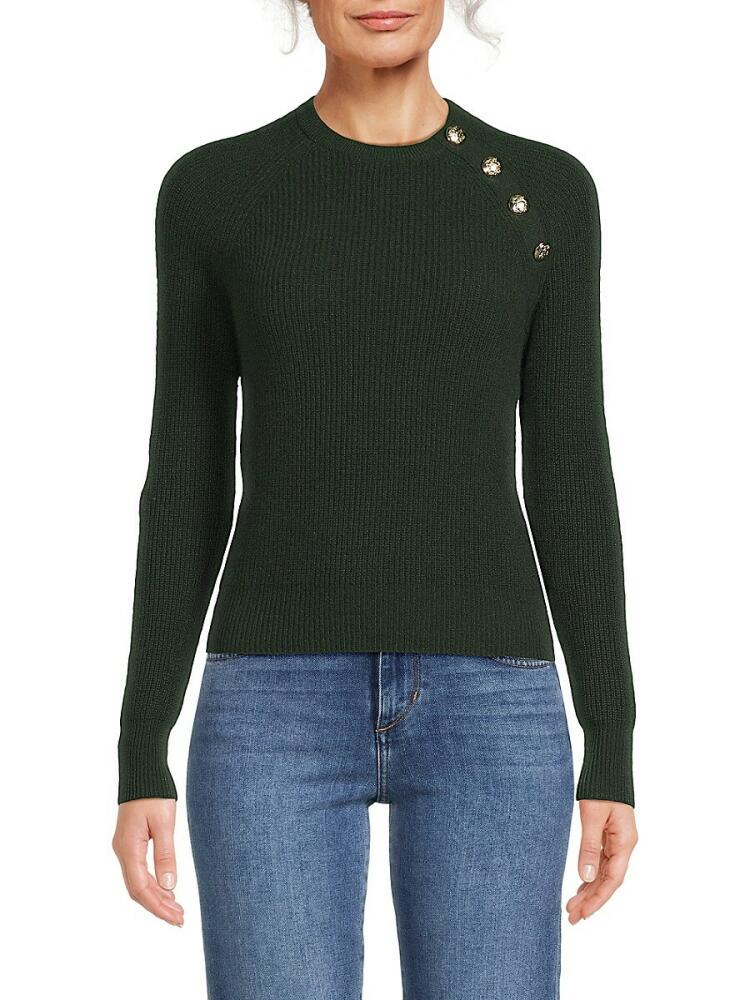 Bruno Magli Women's Cashmere Button Sweater - Sea Kelp Cover