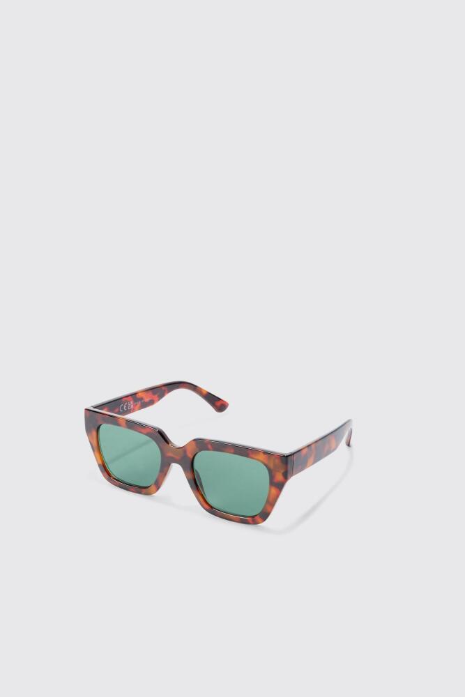 boohoo Mens Tortoise Square Frame Sunglasses In Brown Cover