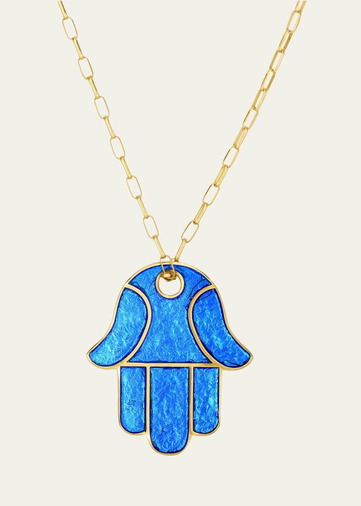 Audrey C. Jewels Hamsa Enamel Pendant Necklace, 28"L Cover