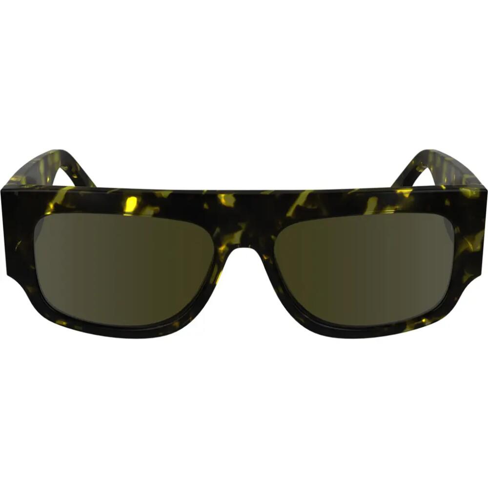 Victoria Beckham V Plaque 55mm Modified Rectangular Sunglasses in Black Yellow Havana Cover