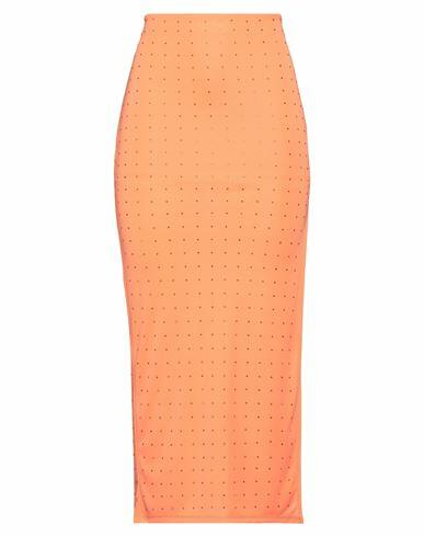 Patrizia Pepe Woman Maxi skirt Orange Polyester, Glass Cover