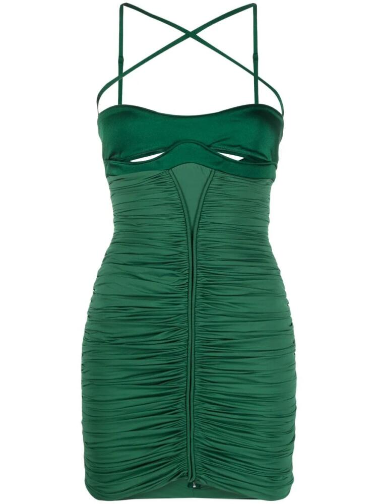 Mugler cut-out detail ruched minidress - Green Cover