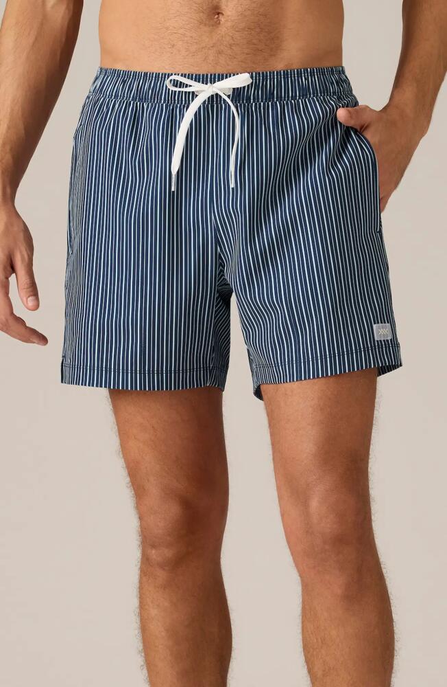 Rhone RR Swim Trunks in Navy/White/Blue Glass Stripe Cover