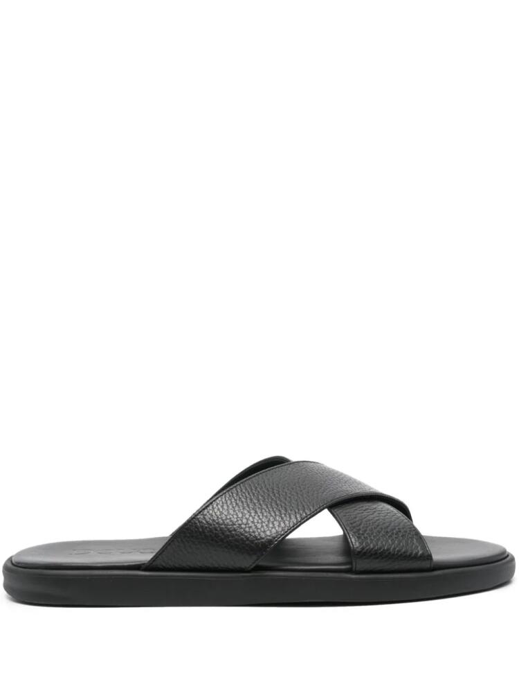 Doucal's open-toe leather slides - Black Cover