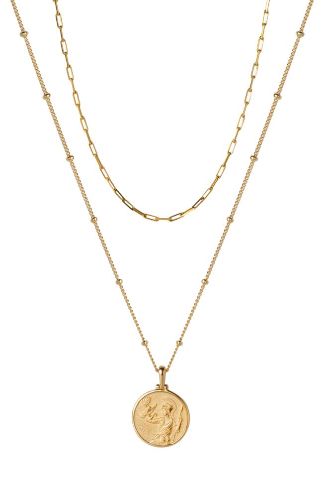 Awe Inspired Mini Athena Pendant Layered Necklace in Gold Vermeil Cover