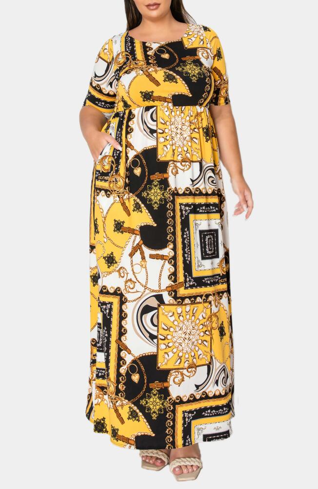 L I V D Billie Print Maxi Dress in Yellow Black Cover