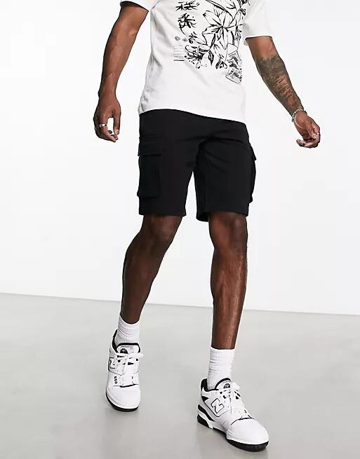 Only & Sons jersey cargo short in black Cover