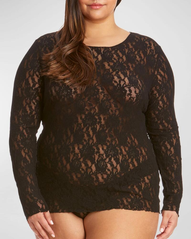 Hanky Panky Plus Size Crewneck Floral Lace Top Cover