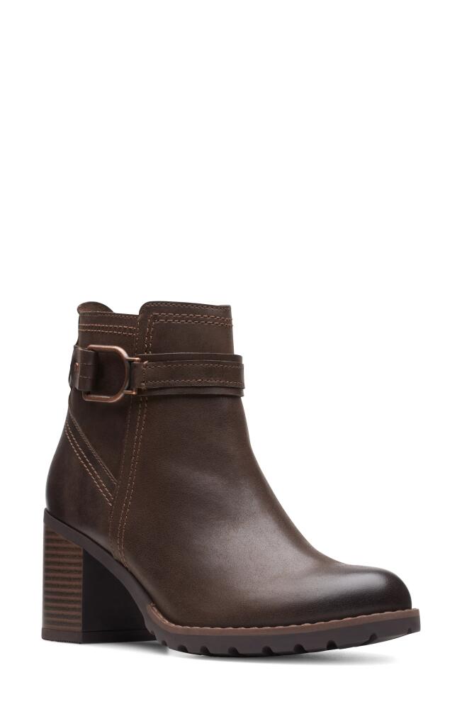 Clarks(r) Leda Strap Bootie in Dark Brown Lea Cover