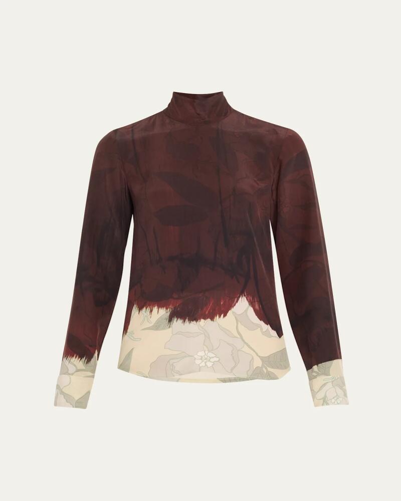 Dries Van Noten Conis Printed Mock-Neck Blouse Cover