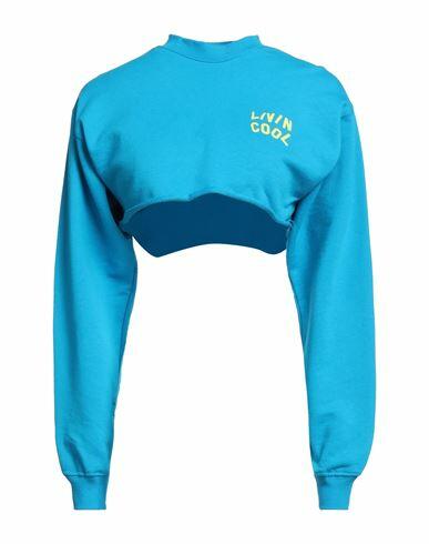 Livincool Woman Sweatshirt Turquoise Cotton Cover