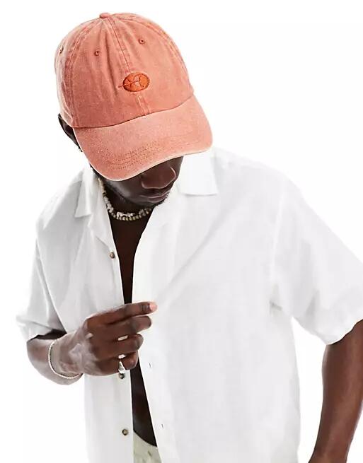 ASOS DESIGN baseball cap with embroidery in washed orange Cover